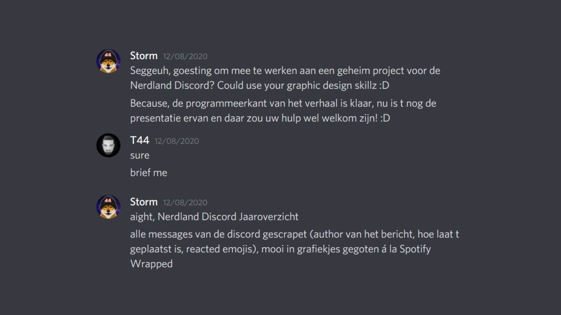 Screenshot of the Discord conversation that started the collaboration