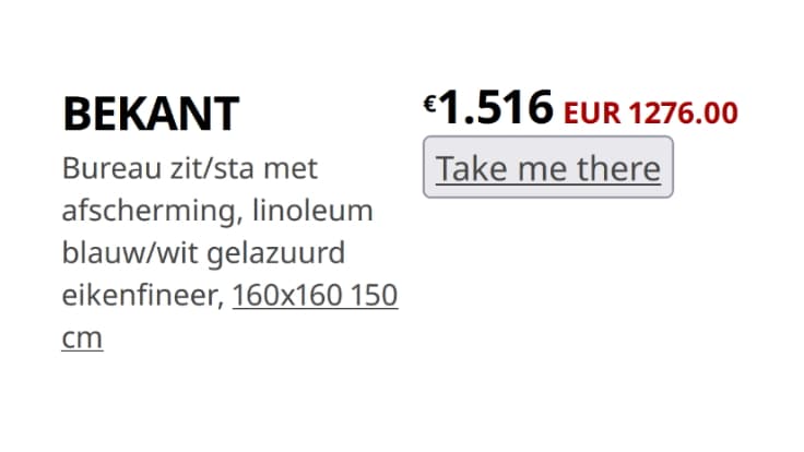 Up-close screenshot showing the lower price and button